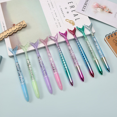 Cartoon Mermaid Gel Pen Gradient Color Colorful Signature Pen Children‘s School Supplies Fishtail Gel Pen Wholesale