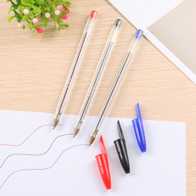 Manufacturers direct writing smooth ballpoint pen bullet transparent plastic environmental friendly simple pen