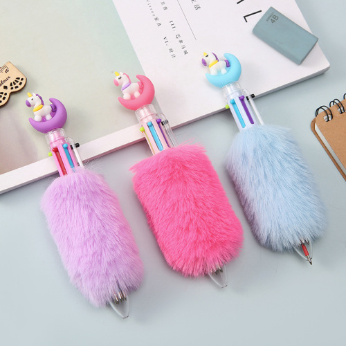 creative modeling gel pen cartoon moon unicorn fluff personality stationery fashion new multi-color refill ball pen