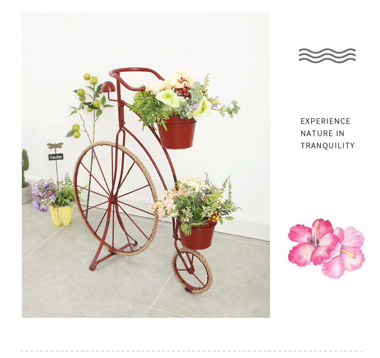 Country restoring ancient ways hemp rope iron art bicycle design flower frame display piece gardenin