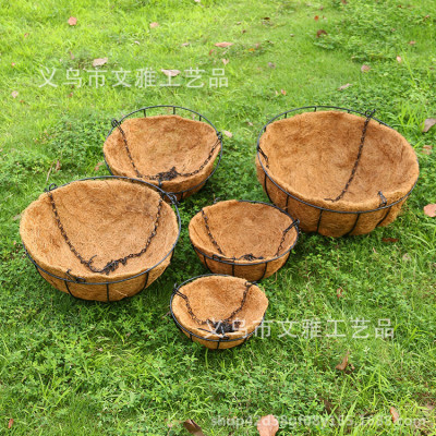 Hanging basket of coconut palm and tie yi flowerpot of green luo Hanging basin insert false flower wall Hanging flower basket dry flower flower hair Hanging