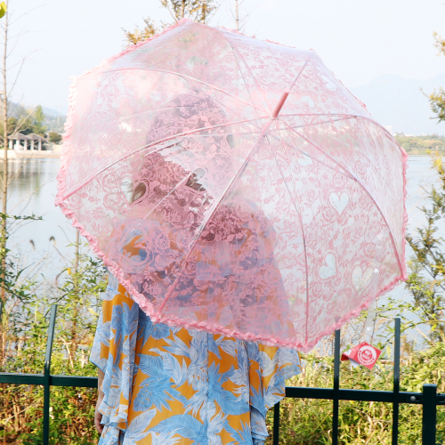 Hf005 European and American RST Transparent Princess Umbrella Umbrella Wholesale Lace Umbrella Transparent Umbrella 
