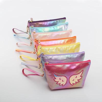 Hot-selling crackle sail bag dazzle color cloth art cosmetic bag angel wing portable storage bag with copyright patent