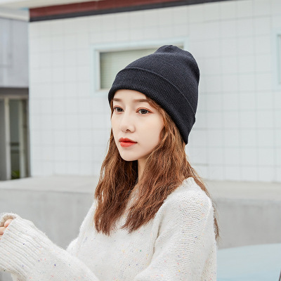 Knitted Hat Factory Direct Sales Jay Chou Same Style Wool Sleeve Cap Light Board Solid Color Men and Women Embroidered Knitted Hat Knitted Hat
