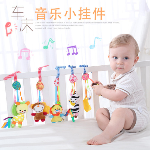 stroller bed hanging rubber ring rattle music small bed hanging 0-1 year old baby stroller pendant toys