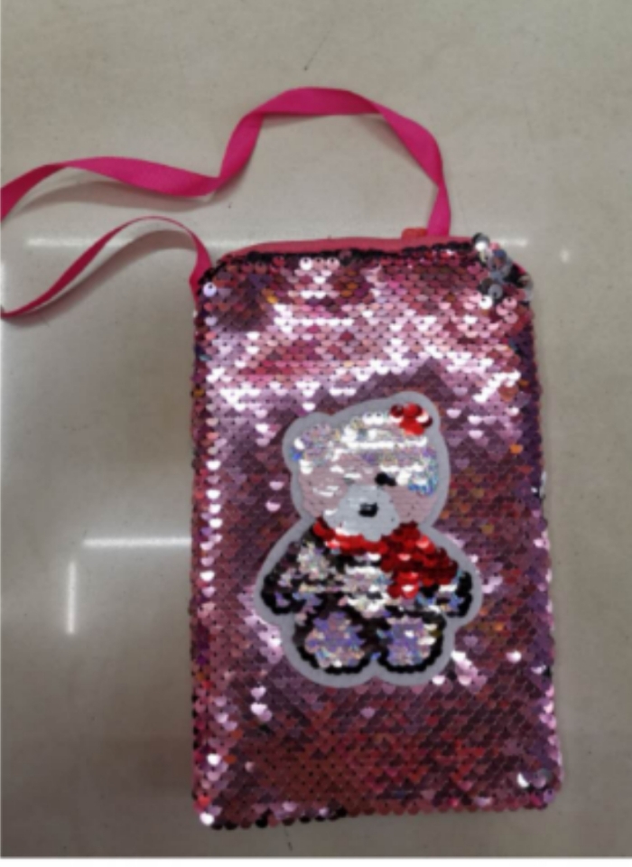 sequins bear cell phone bag mobile backpack wallet cartoon children bag