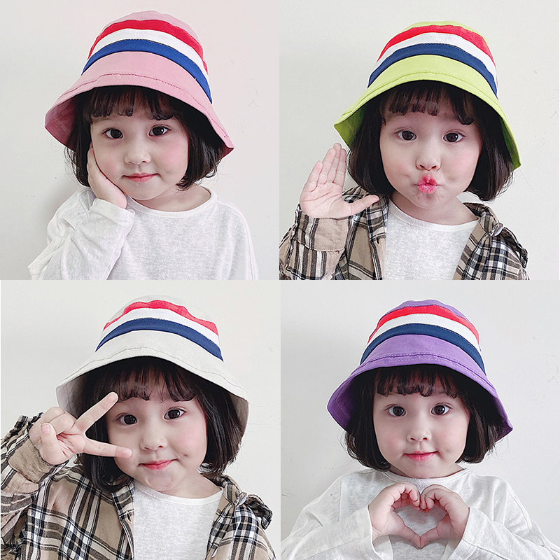 Stripe color fisherman hat female spring and autumn rainbow day department joker children's hat