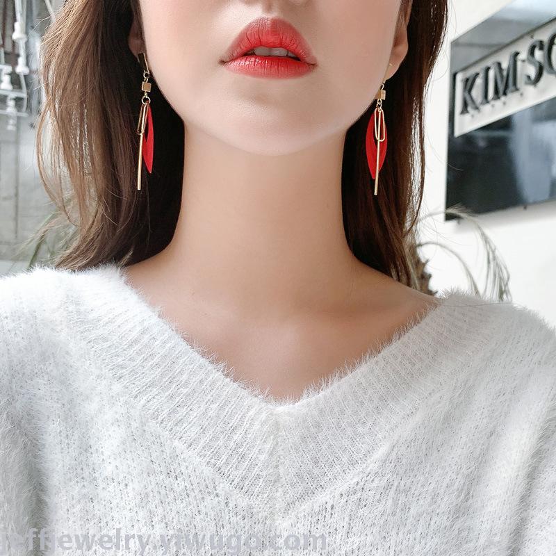 Internet Hot New Trendy Red Earrings Women's Exaggerated and Personalized Trendy Long Personali