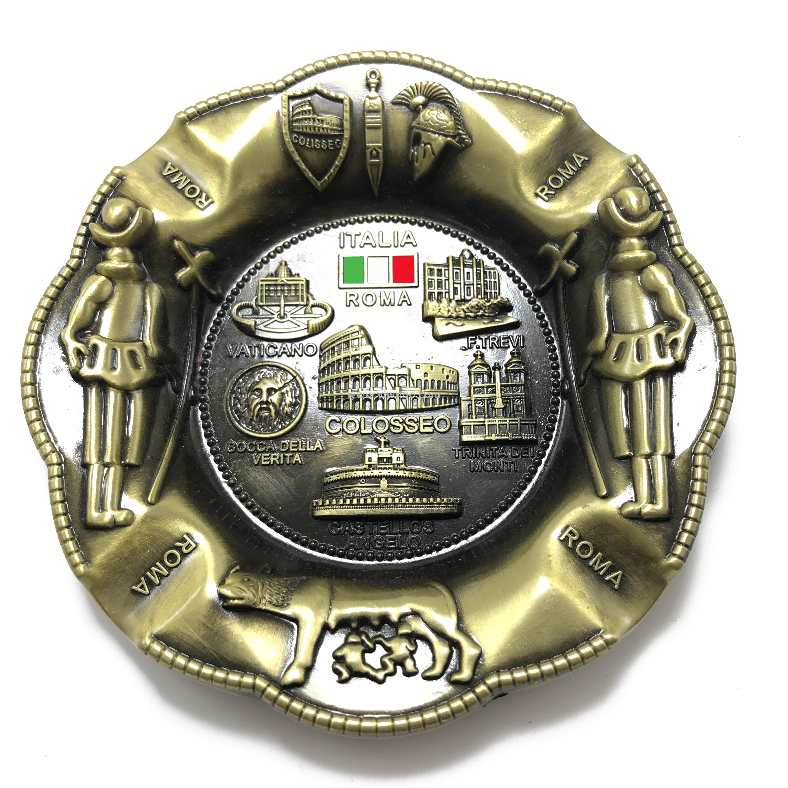 意大利罗马烟灰缸斗兽场梵蒂冈旅游纪念品意大利国旗烟灰缸盘子