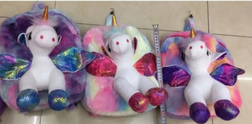 unicorn backpack  plush children bag cartoon bag