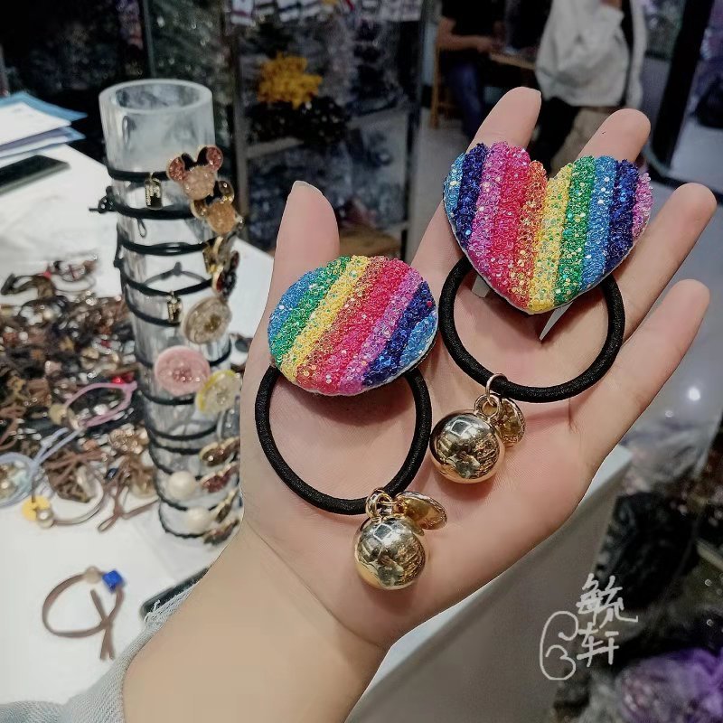 Head Rope female lovely fresh rainbow round tube hair Rope K...