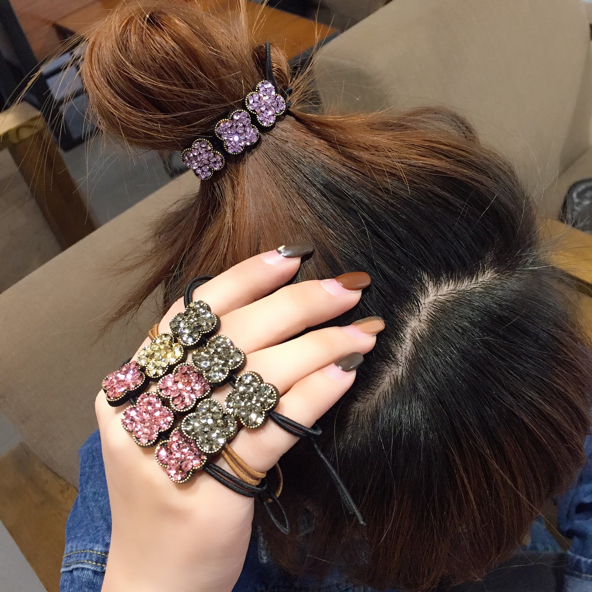 Korean popular four-leaf clover color drill head rope luxury...
