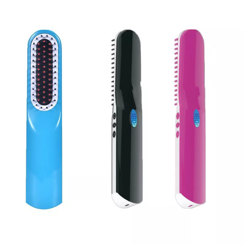 USB wireless charging straight hair comb straightener portable mini ceramic anion beard comb dual pu