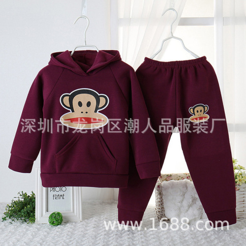 Children‘s Clothing Hooded Sweater Set Stall Wholesale Foreign Trade New Children‘s Clothing Thickened Fleece Hooded Hooded Sweater Set