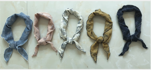 Cotton Cashew Flower Printing Curved Tooth Square Scarf Triangle Scarf Japanese and Korean Popular New