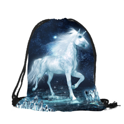 Direct sale of new 3D printing unicorn bundle bag for eco-friendly shopping