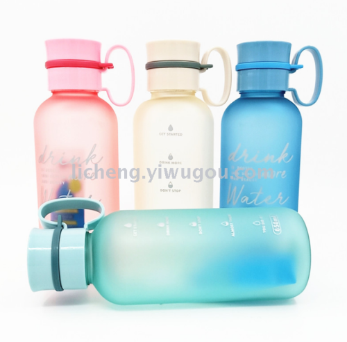 frosted water cup portable handle student outdoor sports water cup plastic space cup tea cup