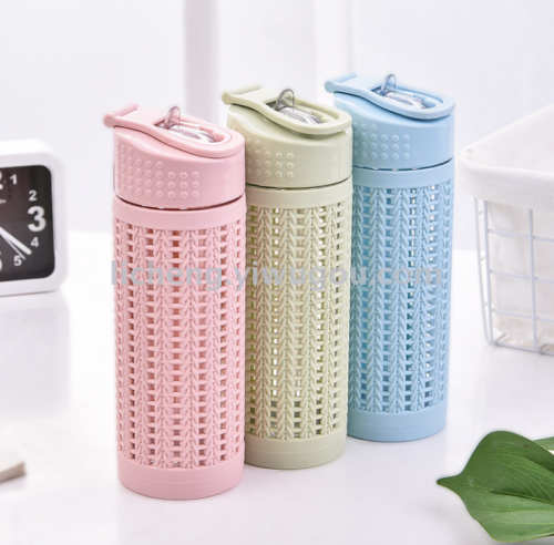 new handy plastic sports bottle hollow out creative adult cup with straw space cup