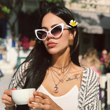 97124 Hot Selling Trendy Women Sunglasses Female Cat Eye Sun Shades Brand OEM