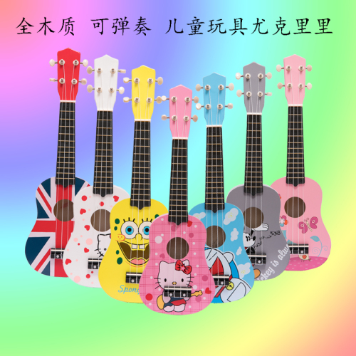 Children‘s Ukulele Cartoon Wooden Cute Ukulele 21-Inch Four-String Guitar Excellent Ukulele Small Guitar