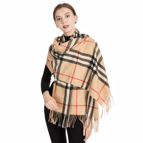 autumn and winter new plaid women scarf shawl dual-use factory direct sales imitation cashmere warm tassel scarf amazon