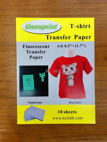 Luminous T-shirt Transfer Paper A4 T-shirt Thermal Transfer Paper All Cotton Luminous Fluorescent Transfer Paper Inkjet
