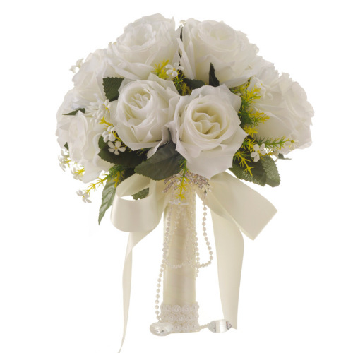 Korean Style White Artificial Flower Wedding Bridal Bouquet Creative Western-Style Wedding Supplies Wedding Bouquet Wholesale
