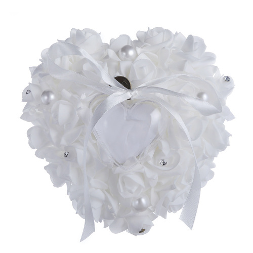 factory direct western wedding supplies bridal ring pillow foam simulation rose single-layer heart-shaped ring box