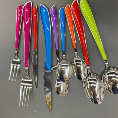 彩虹柄不锈钢勺子餐具大勺大叉茶勺咖啡勺西餐刀水果刀厨房用品