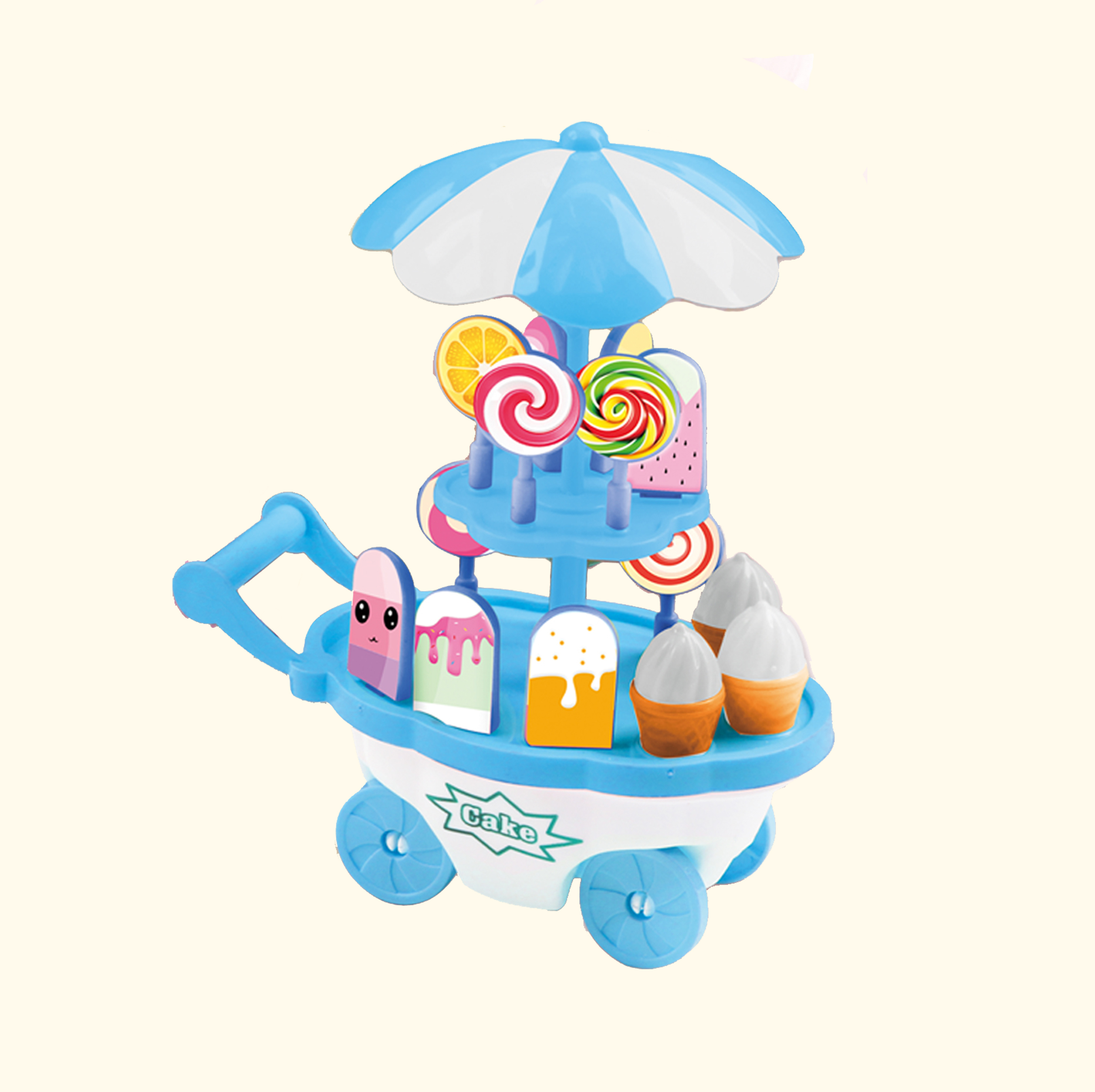 儿童糖果手推迷你冰淇淋车 灯光音乐过家家玩具19件套装女孩跨境-阿里巴巴