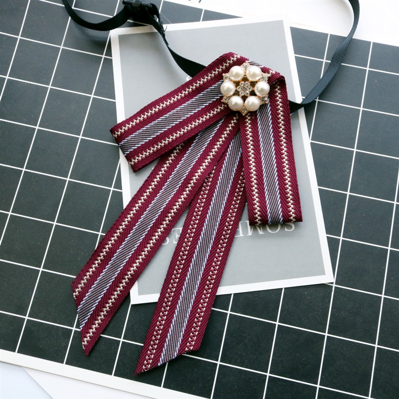Uniform tie cravat Korean version of student temperament striped bow cravat female British pearl bow accessories