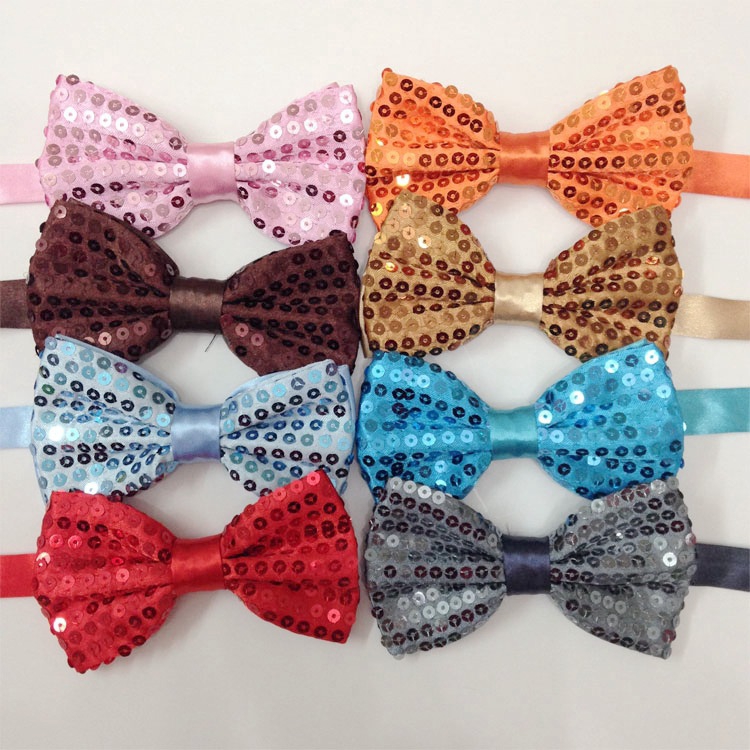 Manufacturer direct can be customized sequined bow tie stage show host Christmas childrens bow tie