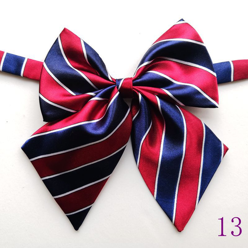 Preppy tie cravat set white adjustable elastic band stripe for elementary school students