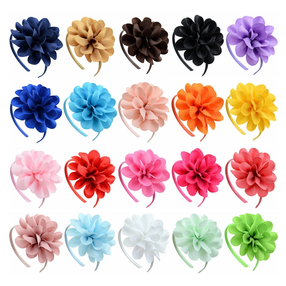 European and American children adorn article multilayer roll flower bowknot hand  made flower hair band children heary 
