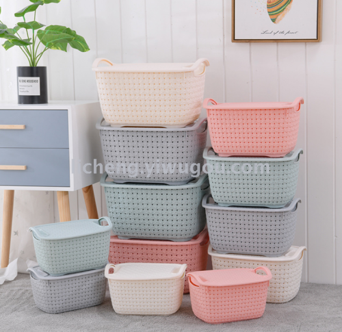 Rattan-like Laundry Basket Plastic Bathroom Dirty Clothes Storage Laundry Basket Bedroom Toy Storage Basket