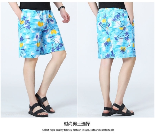 men‘s summer loose quick-drying pajama pants men‘s beach pants sports pants five-point flower shorts casual cropped shorts pants