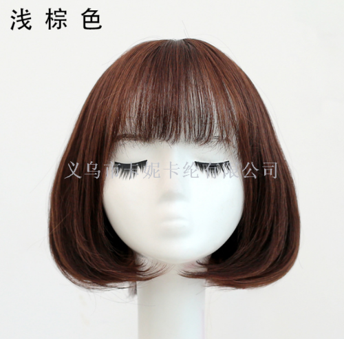 korean internet celebrity wig women‘s short hair bobo head student handsome air bangs micro roll realistic face trimming