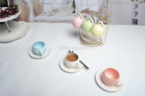 ceramic coffee cup 6 cups 6 plates coffee set ceramic pot cups and saucers european water containers gift promotion wedding jingdezhen