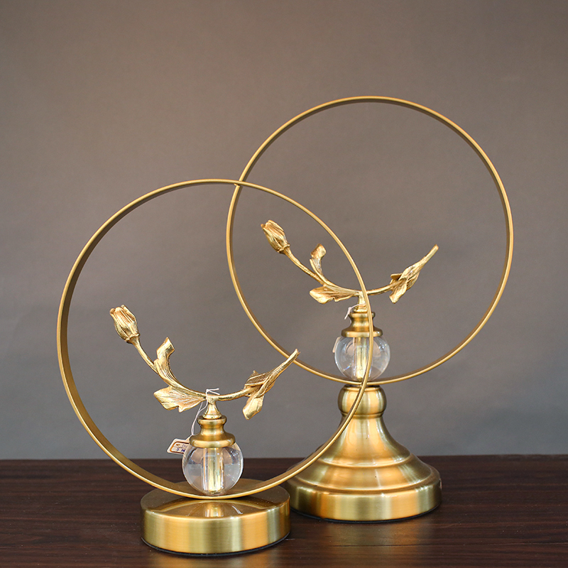 新款新中式水晶加铜树枝摆件工艺品家居客厅电视柜玄关摆设