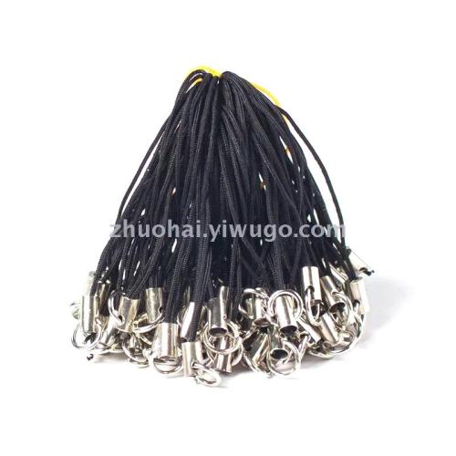 thin aluminum tube with single ring mobile phone rope black color diy handmade short toy lanyard sling