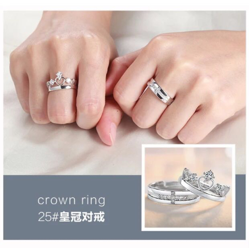 crown couple ring opening adjustable size platinum quality fashion korean european and american style