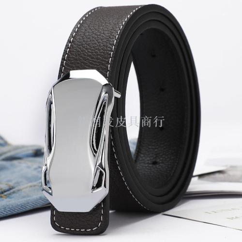 solid color belt men‘s smooth buckle fashion korean fashionable business belt simple all-match jeans casual pants belt