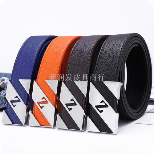 men‘s belt smooth buckle belt versatile youth pants belt male personality korean style trendy young students wholesale mixed batch