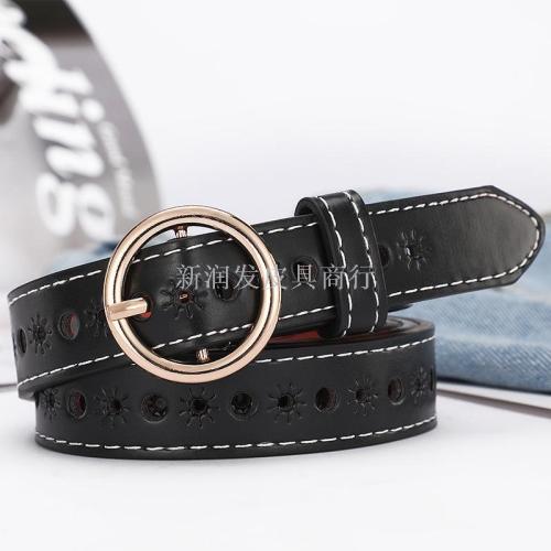 new women‘s pin buckle belt fashion round buckle korean style belt women‘s fashion simple all-match decorative pants belt wholesale