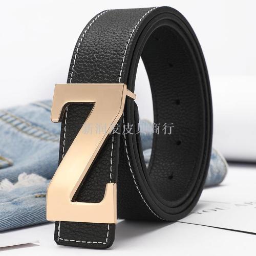 letter z decorative smooth buckle belt women‘s simple all-match jeans belt unisex korean casual pants belt