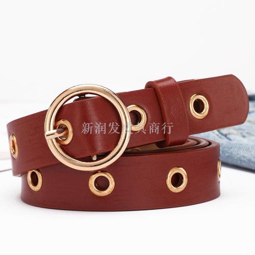 belt women‘s round buckle simple all-match korean color jeans belt student ring bf style women‘s pants belt wholesale