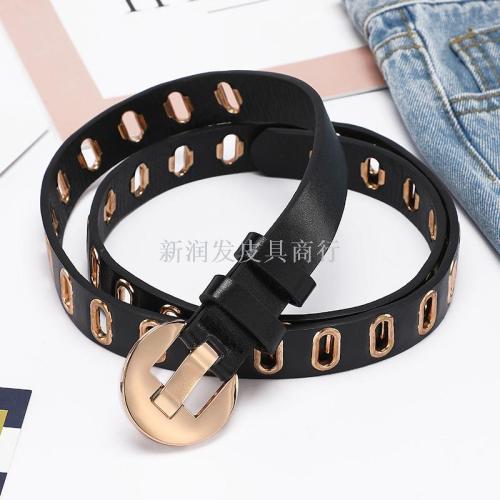 European and American Concave Style Internet Celebrity Belt Female I NS Super Hot Decorative Jeans Women‘s Punch-Free Hollow-out Belt Wholesale