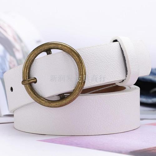 round buckle student belt female korean fashion decoration simple all-match korean thin belt with jeans pin buckle belt