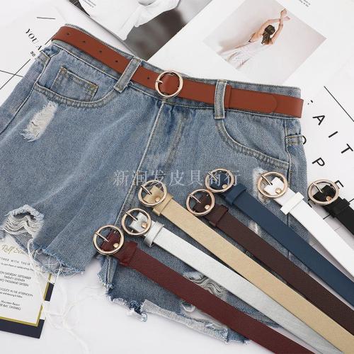Korean New round Buckle Circle Ring Pin Buckle Belt Retro Artistic Belt Women‘s Jeans Decoration Pant Belt Wholesale