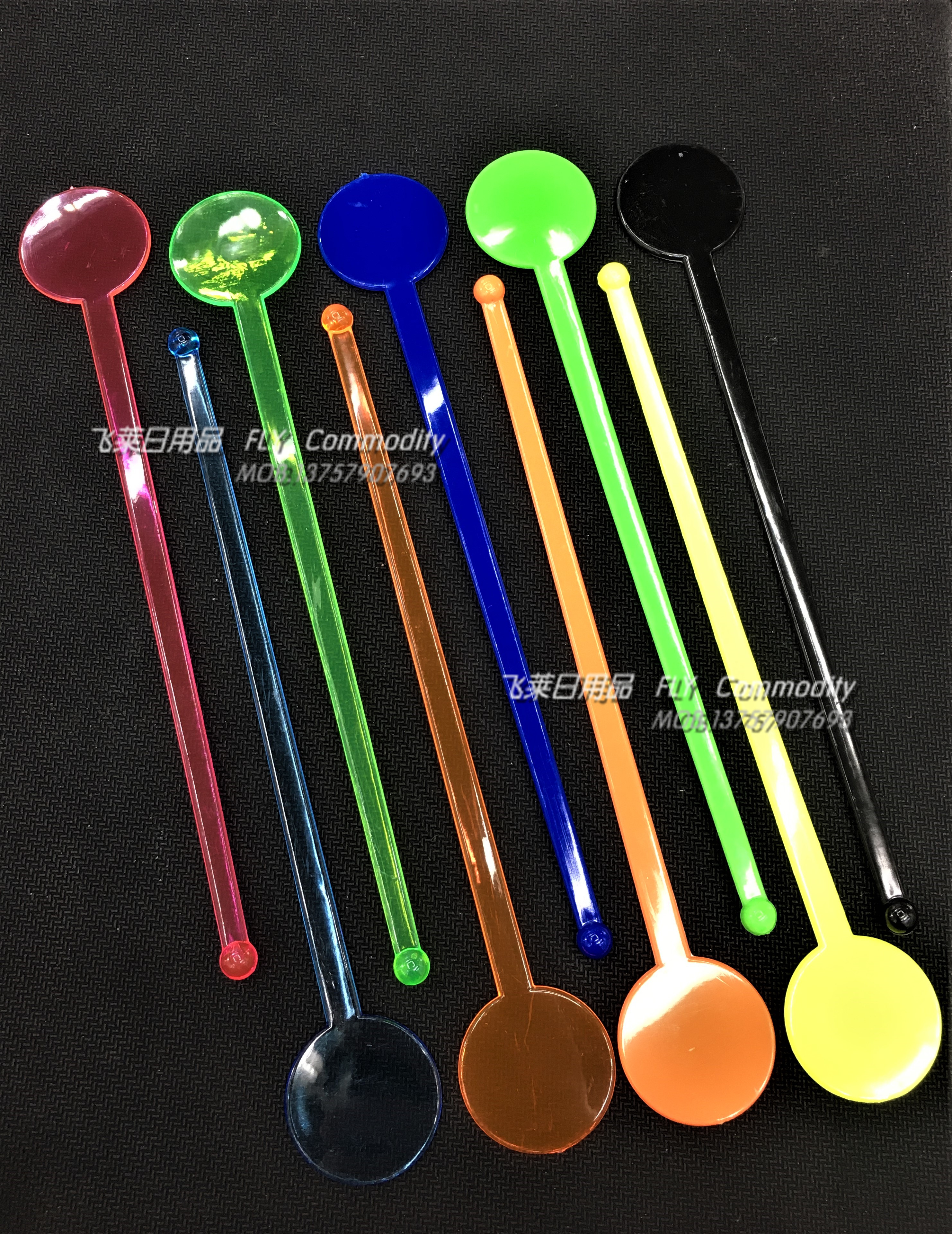 圆片咖啡搅拌棒ps塑料调鸡尾酒果汁一次性透明彩色艺术创意装饰